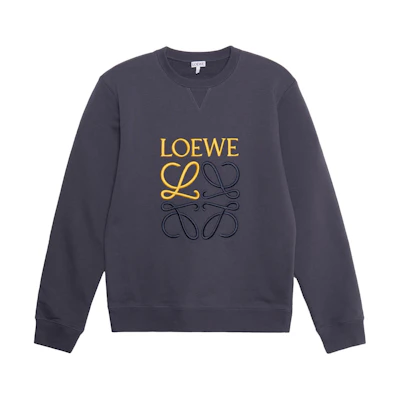 LOEWE SS23 Embroidered Logo Crewneck Sweatshirt Agate Blue H526Y24X10-1809