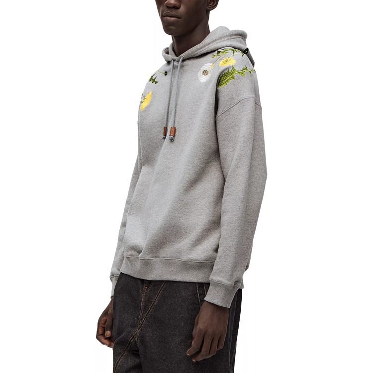 Purchase LOEWE SS23 Hoodie Bordir Bunga Pria Warna Abu Muda. H526Y25X22-1440
