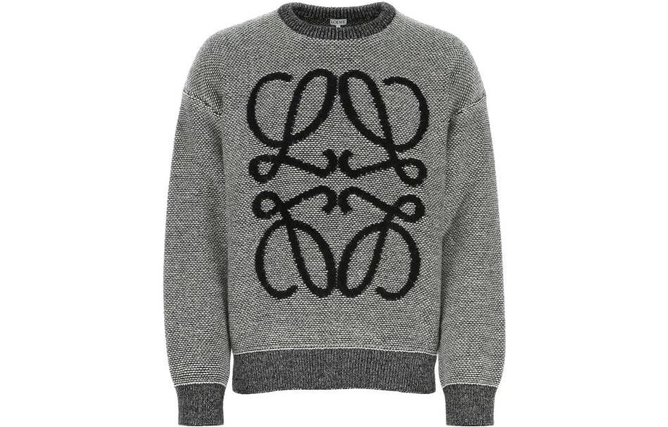 LOEWE SS23 Floral Letter Pattern Crewneck Long Sleeve Sweater Grey H526Y14KDM-2101