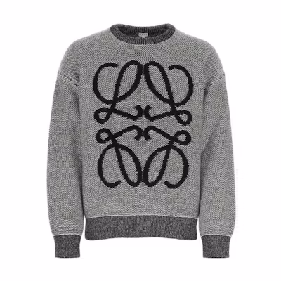 LOEWE SS23 Floral Letter Pattern Crewneck Long Sleeve Sweater Grey H526Y14KDM-2101