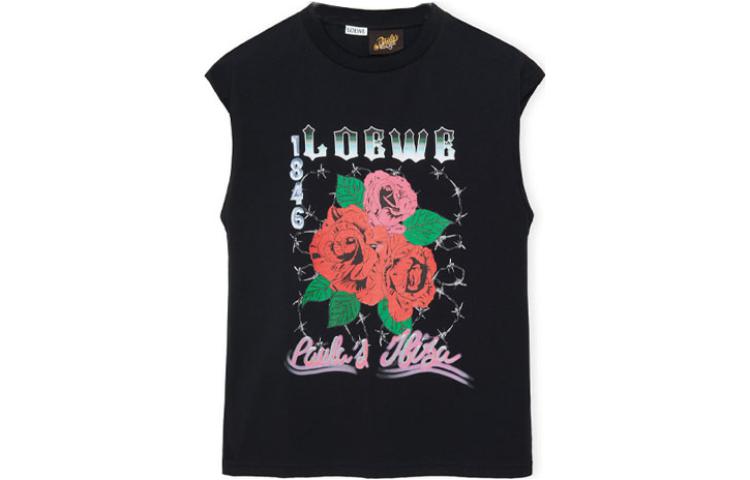Order Camiseta Sin Mangas con Estampado Floral Logo LOEWE SS23 Negra. H616Y22X49-1489