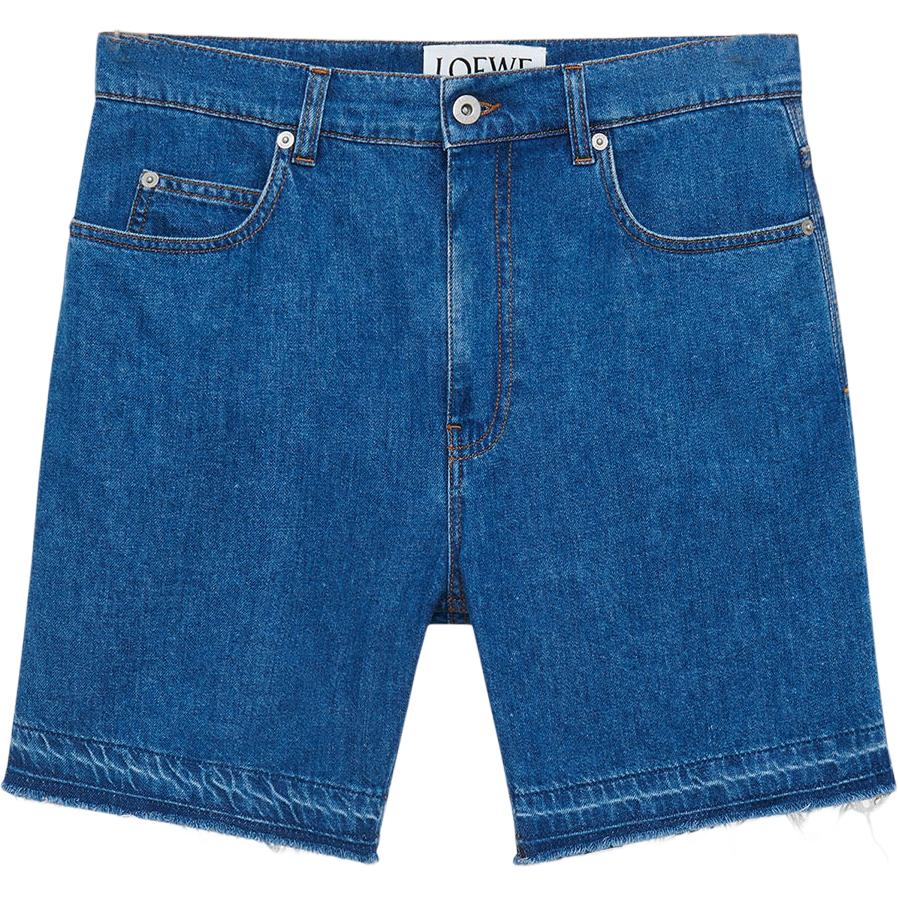 LOEWE SS23 Frayed Pocket Denim Shorts Blue . H616Y11X30-5720