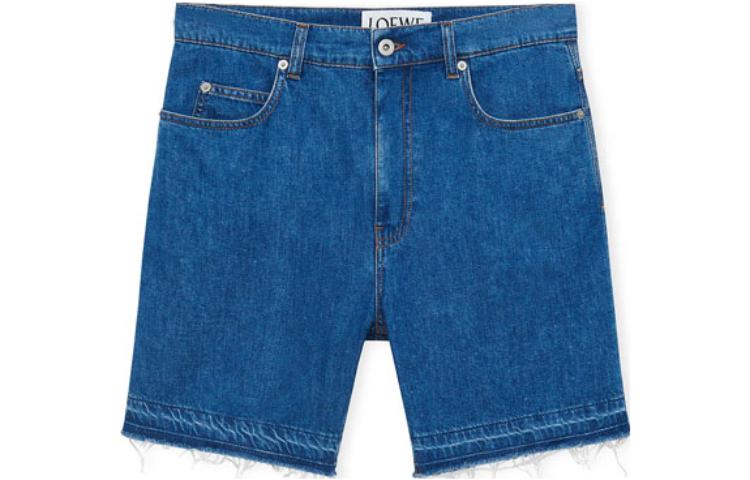 Order 로에베 SS23 프레이드 포켓 데님 반바지 블루. H616Y11X30-5720