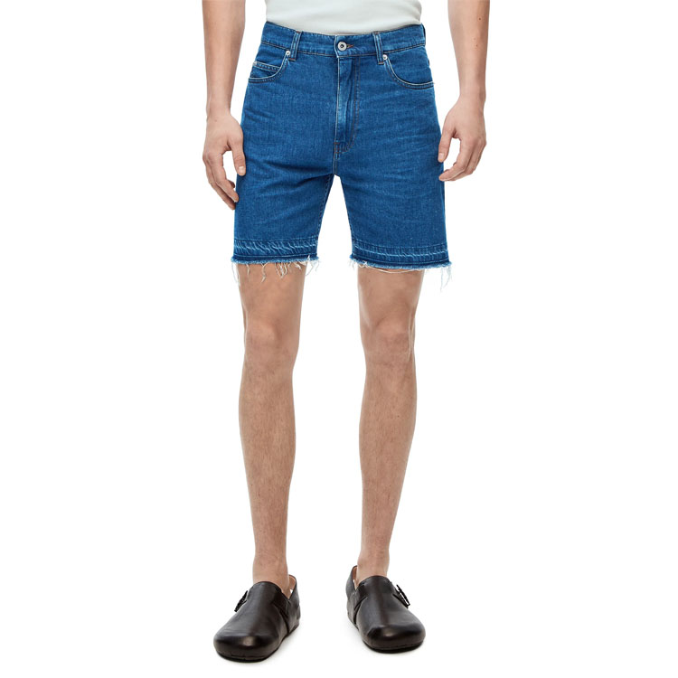 Shop 로에베 SS23 프레이드 포켓 데님 반바지 블루. H616Y11X30-5720