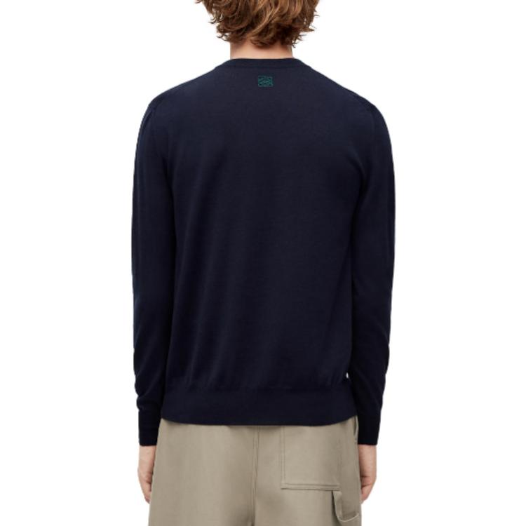 Purchase LOEWE SS23 蓝色图案提花罗纹长袖圆领毛衣 H526Y14KDJ-5104