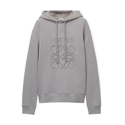 LOEWE SS23 Gray Hoodie with Solid Color Embroidered Logo Design H526Y25X02-1210