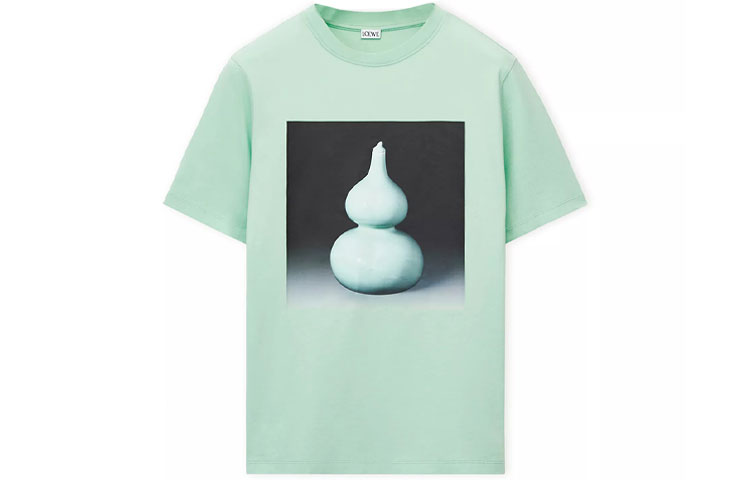 Order LOEWE SS23 Baju-T Lengan Pendek Uniseks Cetakan Seramik Hijau H800Y22X17-4320