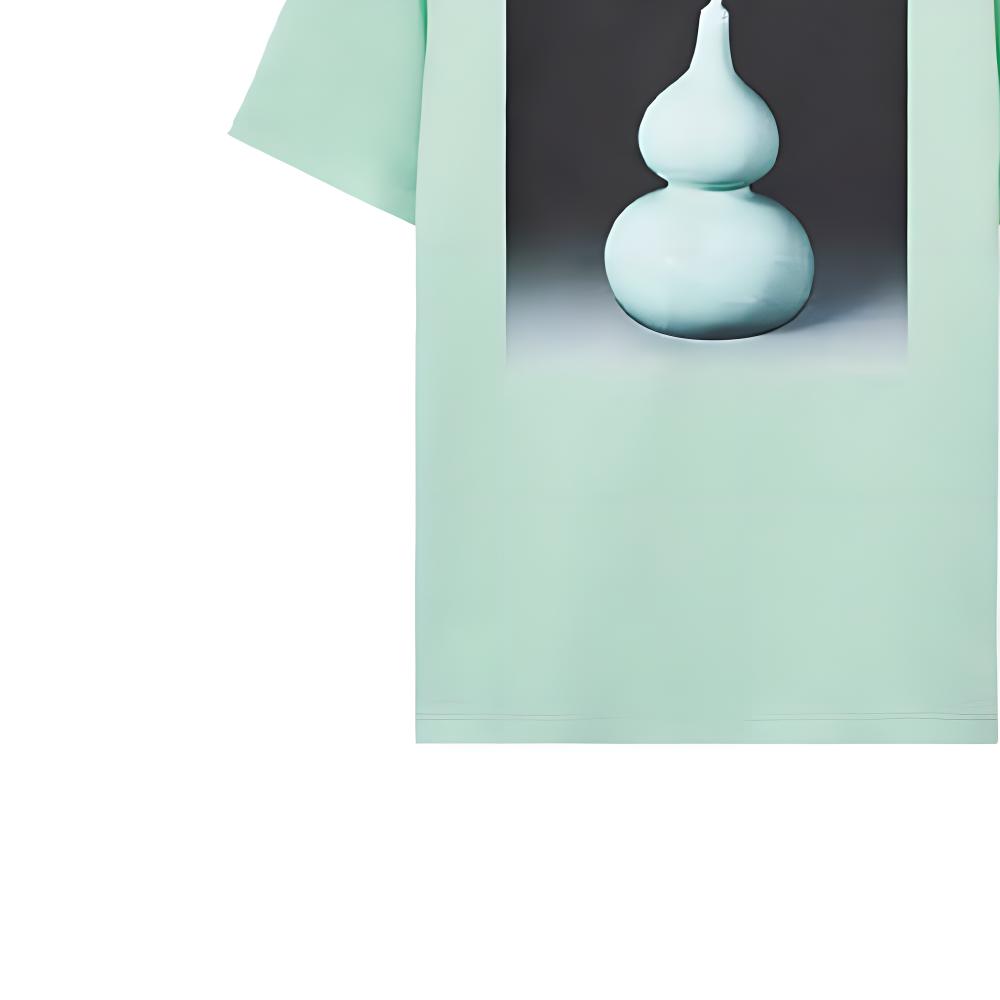 Sizing LOEWE SS23 Baju-T Lengan Pendek Uniseks Cetakan Seramik Hijau H800Y22X17-4320