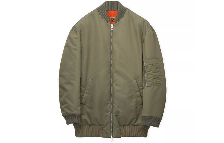 LOEWE SS23 Long Military Green Polyester Bomber Jacket H526Y03W84-4160