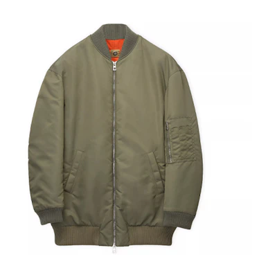 LOEWE SS23 Long Military Green Polyester Bomber Jacket H526Y03W84-4160