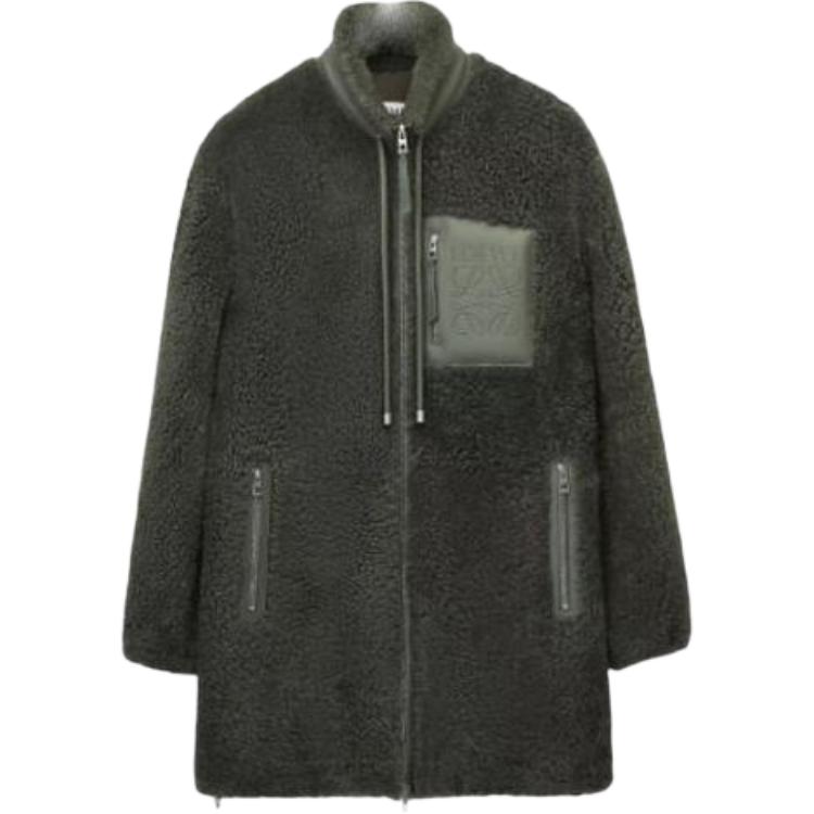 LOEWE SS23 Patchwork Stand Collar Zip Jacket Deep Green H526Y18L75-4383