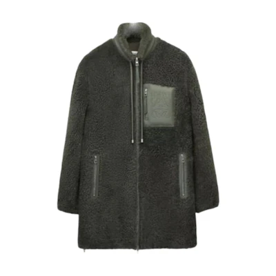 LOEWE SS23 Patchwork Stand Collar Zip Jacket Deep Green H526Y18L75-4383