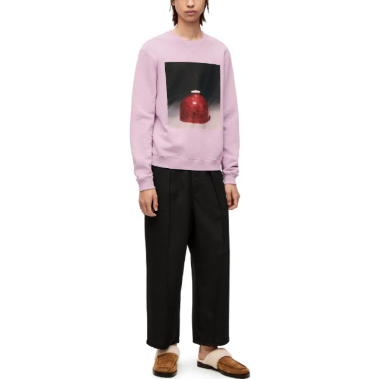 Shop LOEWE 2023春夏图案印花男士紫色长袖圆领休闲卫衣 H800Y24X13-6140