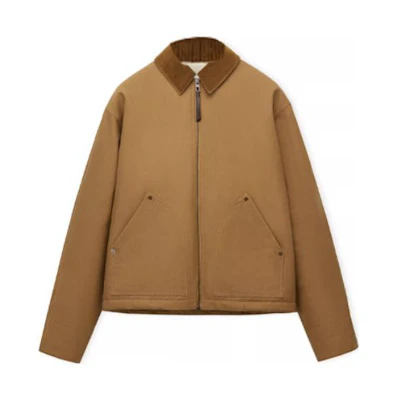 LOEWE SS23 Solid Color Zip-Up Utility Jacket Brown H800Y02X21-3131