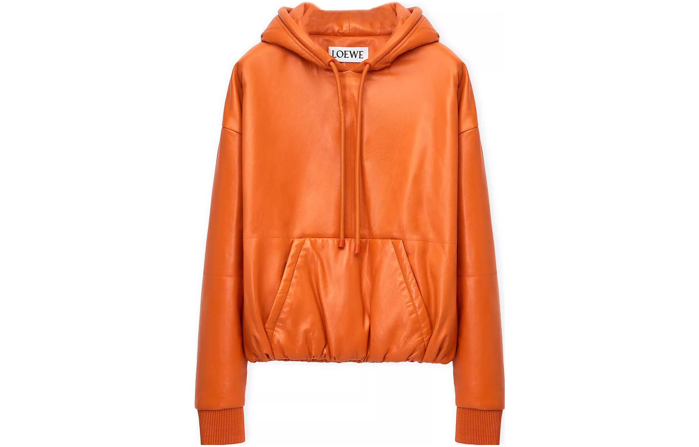 LOEWE SS23 Solid Logo Patch Leather Hoodie Orange Men H526Y19L77-9100