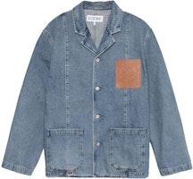 LOEWE SS23 Washed Denim Logo Patch Workwear Jacket Blue . H526Y13X07-5970 LOEWE SS23 Washed Denim Logo Patch Workwear Jacket Blue . H526Y13X07-5970