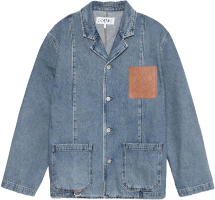 LOEWE SS23 Washed Denim Logo Patch Workwear Jacket Blue . H526Y13X07-5970 Buy LOEWE SS23 Washed Denim Logo Patch Workwear Jacket Blue . H526Y13X07-5970