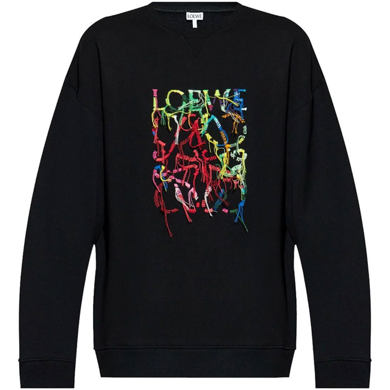 LOEWE SS24  Black Crewneck Sweatshirt with Logo Print. H526Y24X45-1489