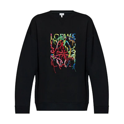 LOEWE SS24 Black Crewneck Sweatshirt with Logo Print. H526Y24X45-1489