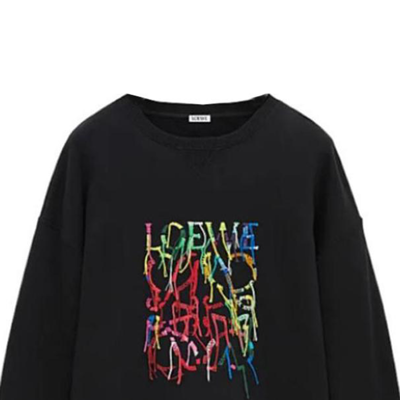 Sizing ロエベ SS24 ブラック クルーネック スウェットシャツ ロゴプリント入り. H526Y24X45-1489