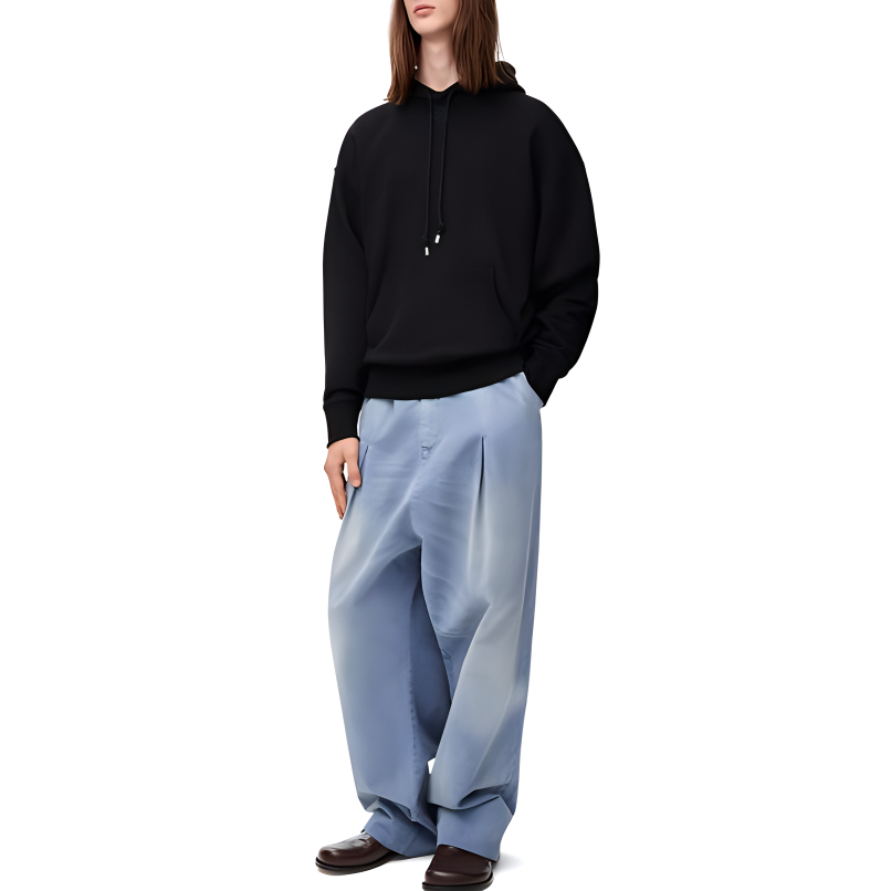 Lookbook 로에베 SS24 블랙 로고 패치 후디. H526Y25X48-1100