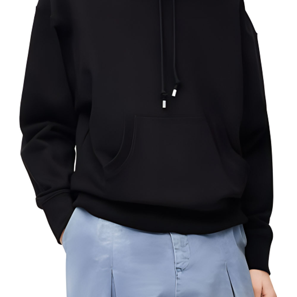 Sizing 로에베 SS24 블랙 로고 패치 후디. H526Y25X48-1100