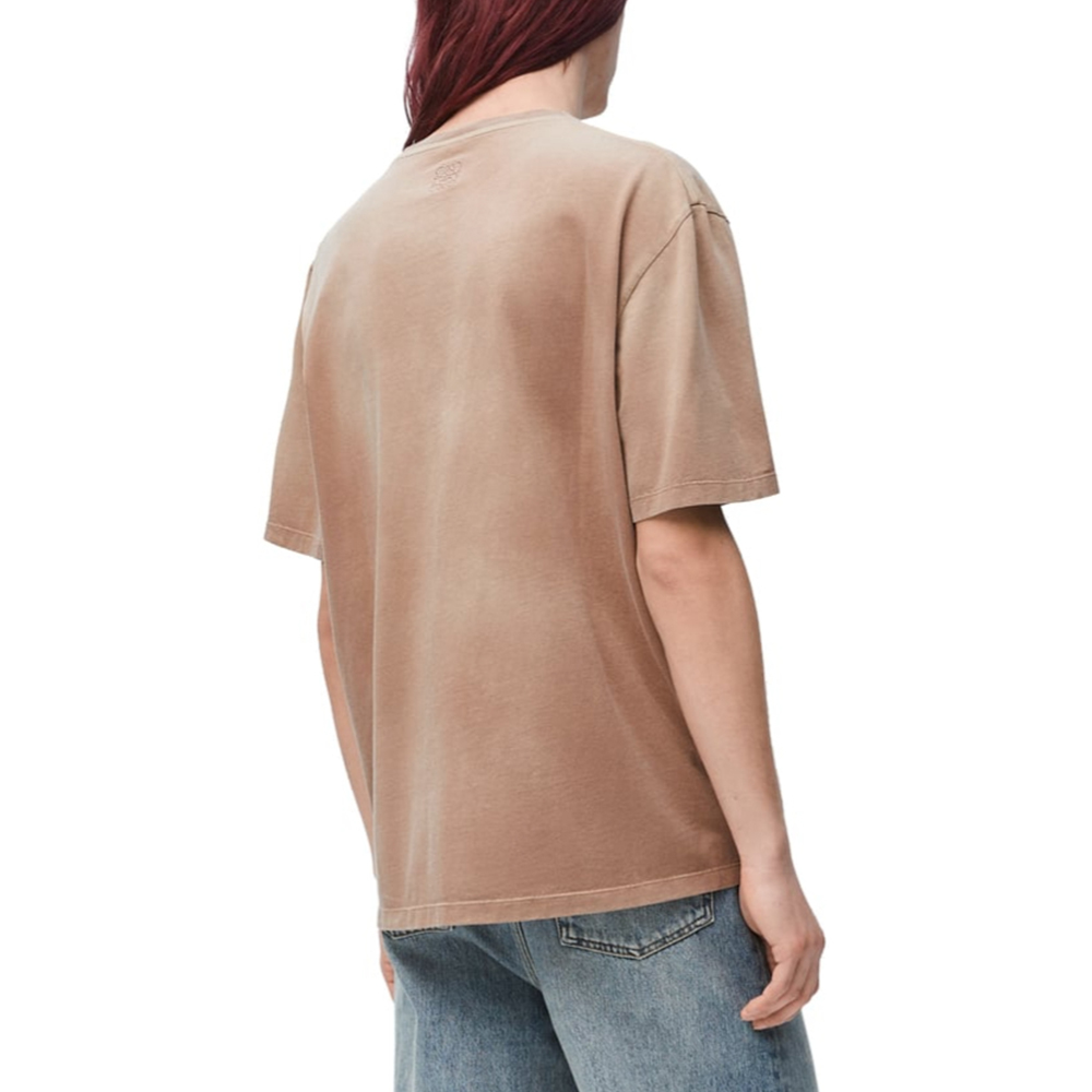 Purchase LOEWE SS24 Kemeja-T Crewneck Coklat Sulaman Huruf HSM1Y22J04-3428