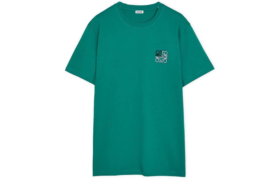 LOEWE SS24  Green Crewneck Embroidered Logo Short Sleeve T-Shirt H526Y22X75-4100