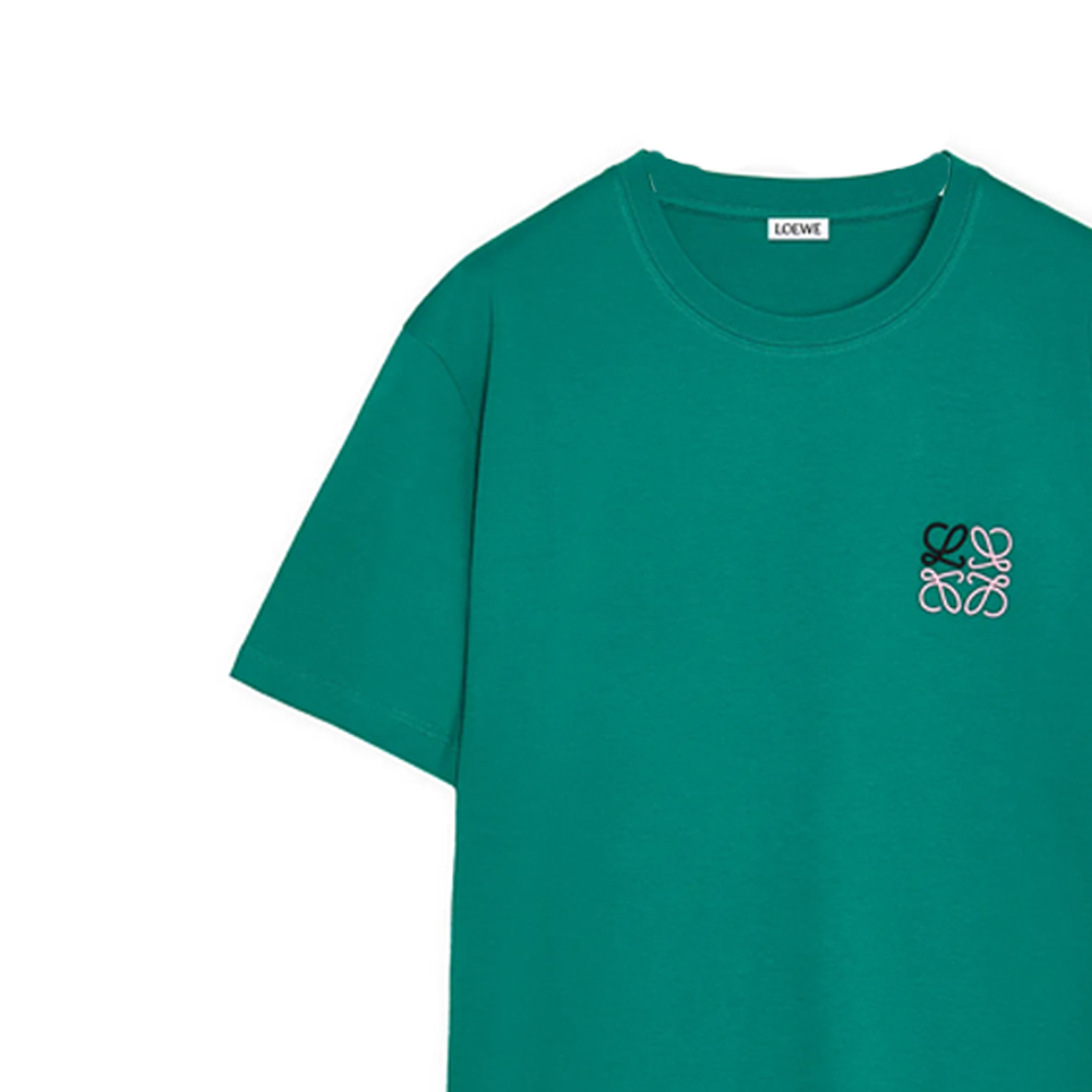 Purchase LOEWE SS24 绿色刺绣标志短袖圆领T恤 H526Y22X75-4100