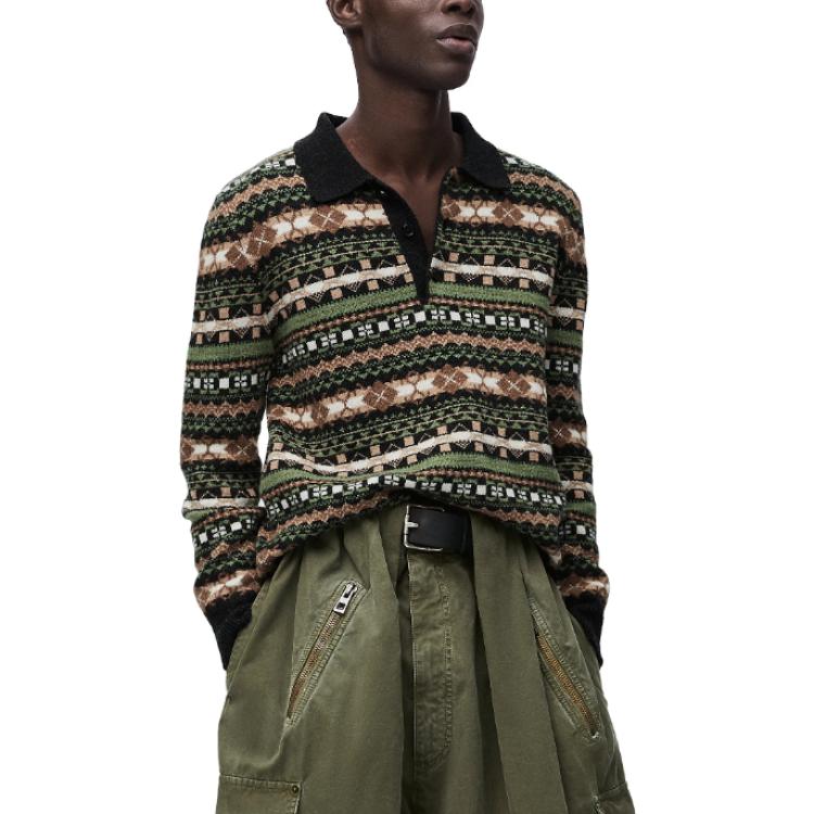 Lookbook LOEWE SS24  Green Patterned Jacquard Knit Pullover Sweater. H526Y14KHU-4061