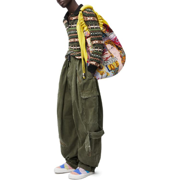 Purchase LOEWE SS24  Green Patterned Jacquard Knit Pullover Sweater. H526Y14KHU-4061