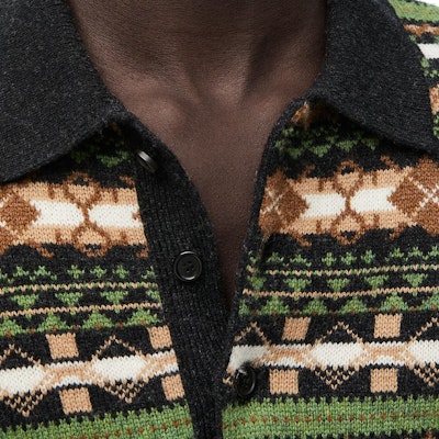 LOEWE SS24 Green Patterned Jacquard Knit Pullover Sweater. H526Y14KHU-4061 Details for LOEWE SS24 Green Patterned Jacquard Knit Pullover Sweater. H526Y14KHU-4061