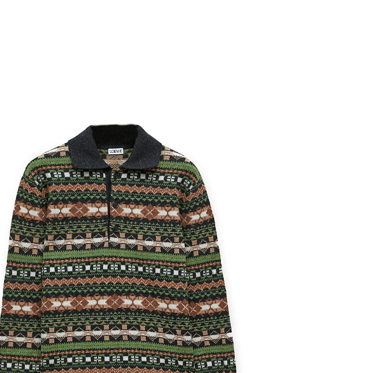 Sizing LOEWE SS24  Green Patterned Jacquard Knit Pullover Sweater. H526Y14KHU-4061