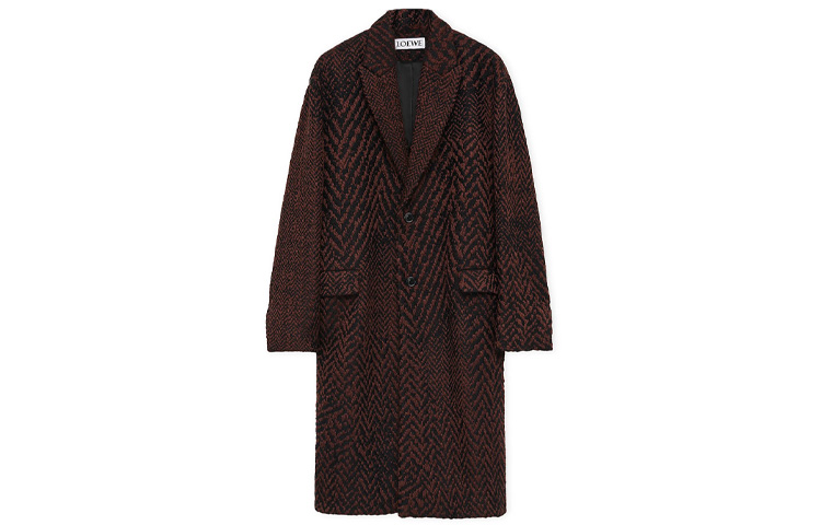 LOEWE SS24  Herringbone Jacquard Long Coat Multicolor. HSM1Y01W09-1103