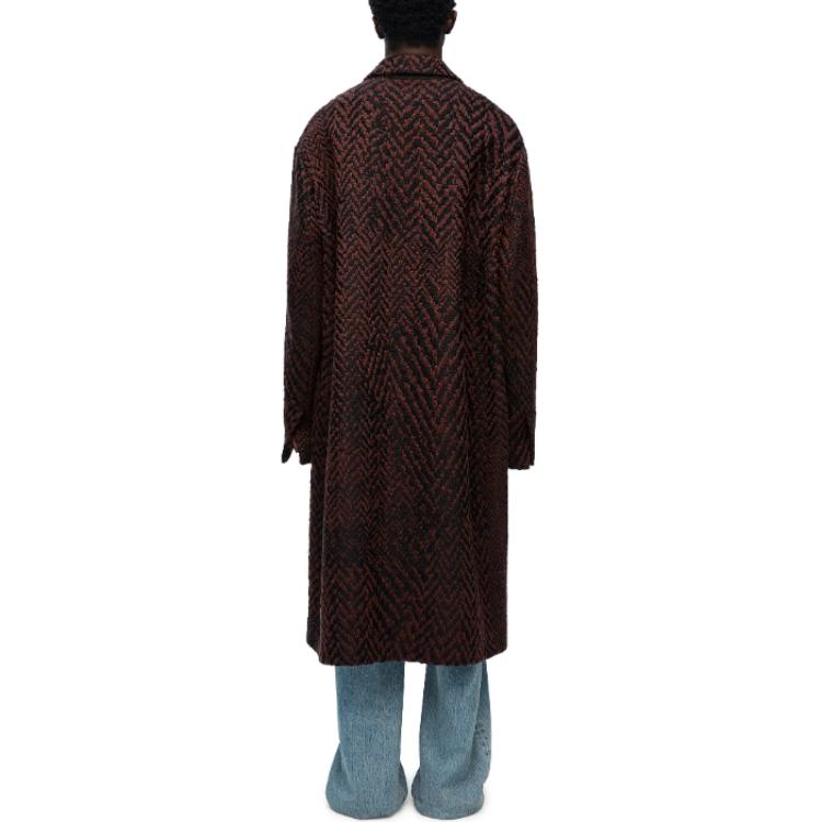 Shop 로에베 SS24 헤링본 자카드 롱 코트 멀티컬러. HSM1Y01W09-1103