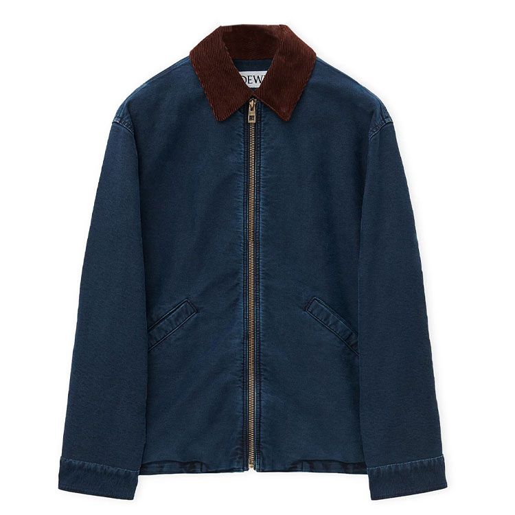 Order LOEWE SS24  Indigo Zip-Up Loose-Fit Jacket with Solid Color Logo. H526Y02W80-5380