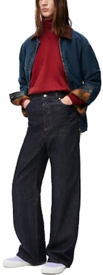 LOEWE SS24 Indigo Zip-Up Loose-Fit Jacket with Solid Color Logo. H526Y02W80-5380 Details for LOEWE SS24 Indigo Zip-Up Loose-Fit Jacket with Solid Color Logo. H526Y02W80-5380