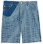 Order LOEWE SS24 Light Blue Distressed Fishnet Pattern Denim Shorts. H616Y11X39-5149
