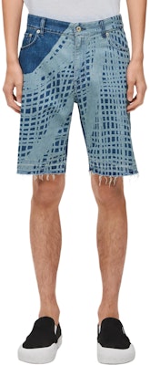 LOEWE SS24 Light Blue Distressed Fishnet Pattern Denim Shorts. H616Y11X39-5149 Lookbook LOEWE SS24 Light Blue Distressed Fishnet Pattern Denim Shorts. H616Y11X39-5149