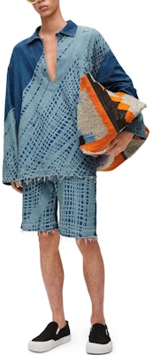 LOEWE SS24 Light Blue Distressed Fishnet Pattern Denim Shorts. H616Y11X39-5149 Purchase LOEWE SS24 Light Blue Distressed Fishnet Pattern Denim Shorts. H616Y11X39-5149