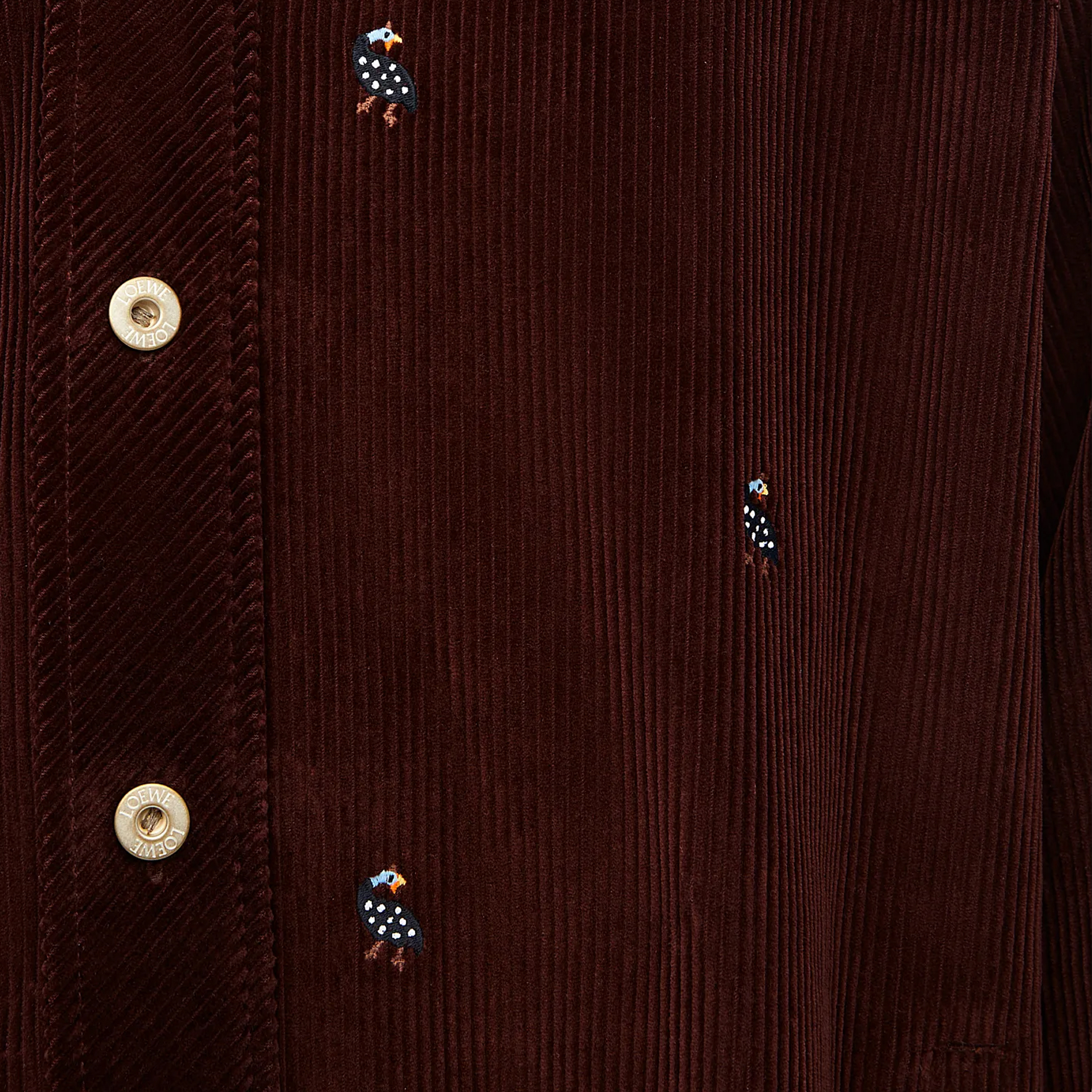 Sizing LOEWE SS24 珍珠雞刺繡寬鬆長袖襯衫 可可棕色 H526Y05WCE-3370