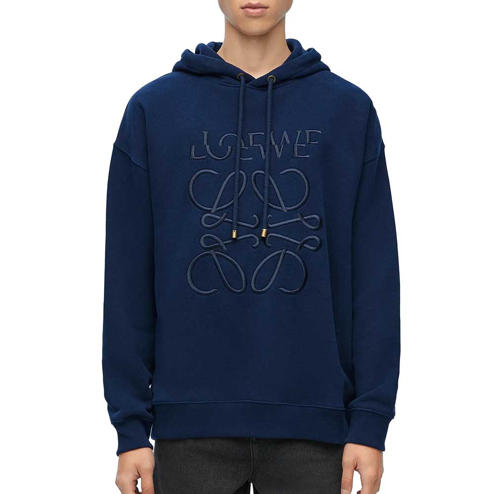 LOEWE SS24  Loose Fit Logo Embroidered Hoodie Prussian Blue H526Y25X39-5290 圖 3