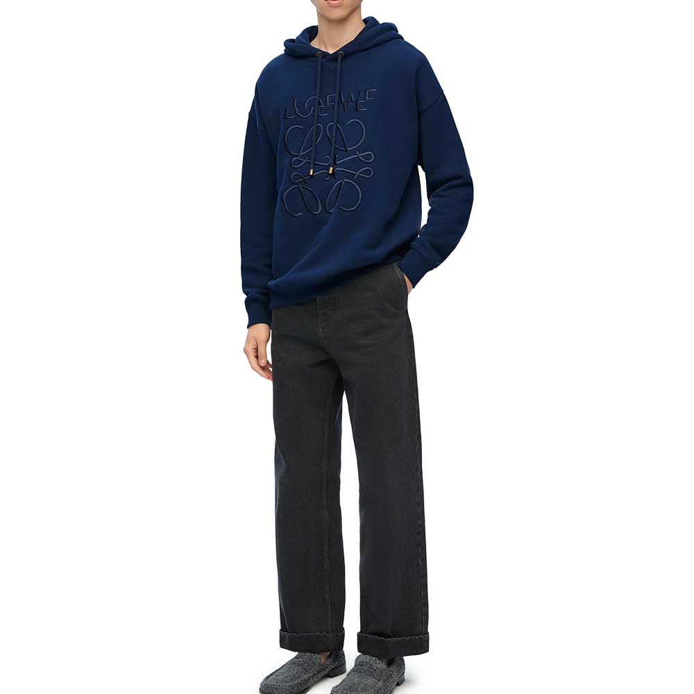LOEWE SS24  Loose Fit Logo Embroidered Hoodie Prussian Blue H526Y25X39-5290 圖 5