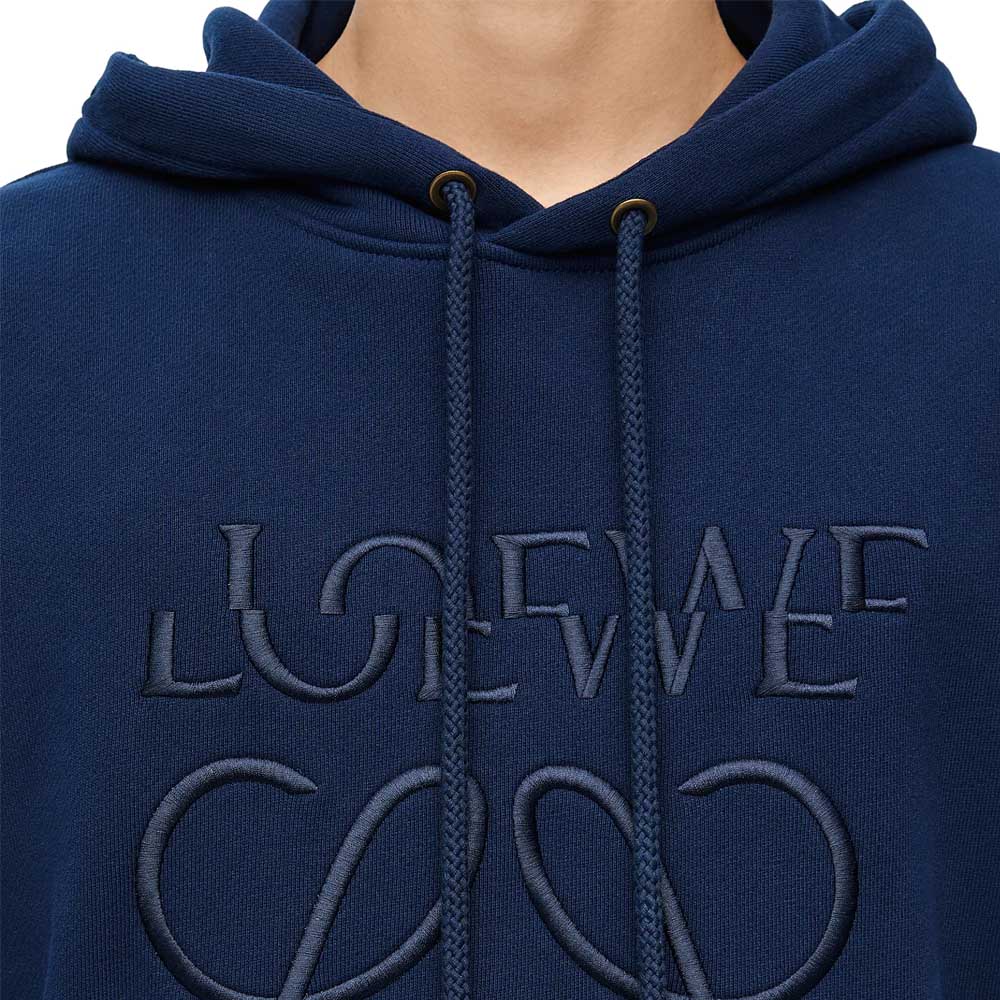 LOEWE SS24  Loose Fit Logo Embroidered Hoodie Prussian Blue H526Y25X39-5290 圖 6