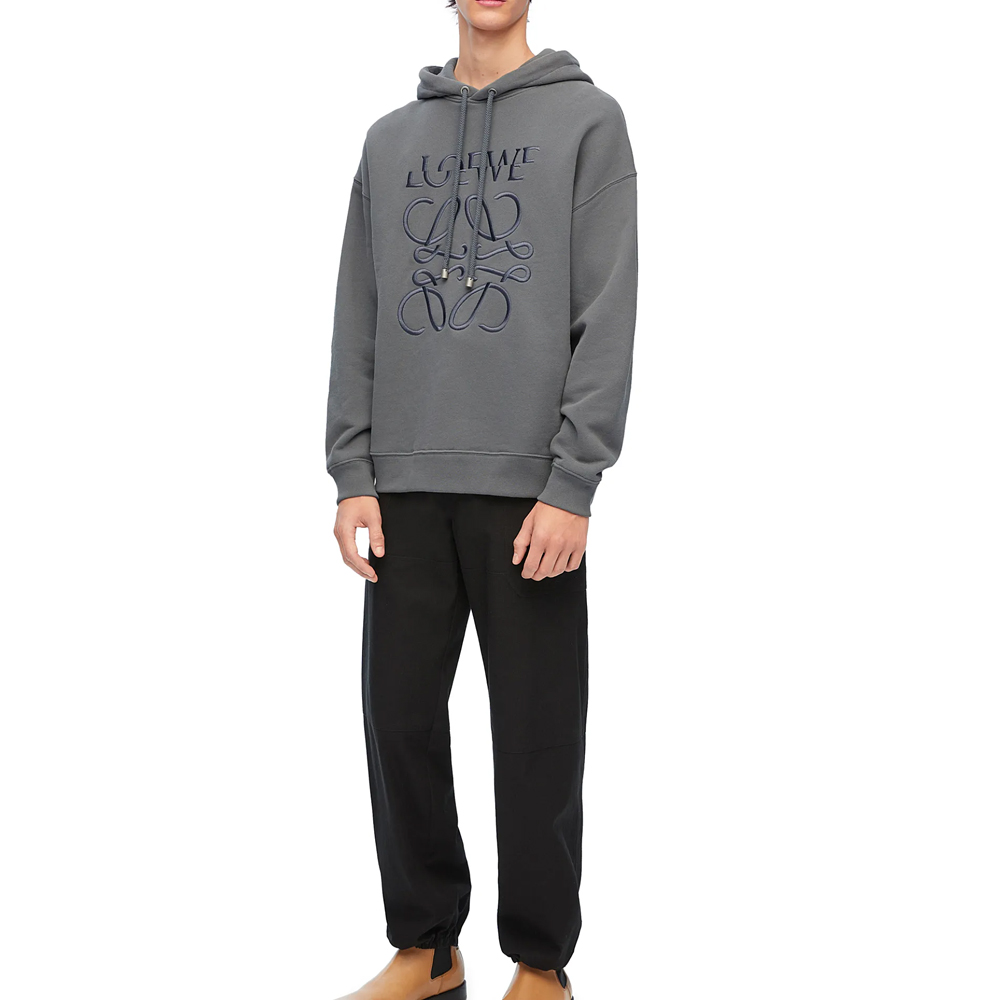 Purchase LOEWE SS24  Slate Gray Oversized Hoodie with Letter Embroidery. H526Y25X39-1300