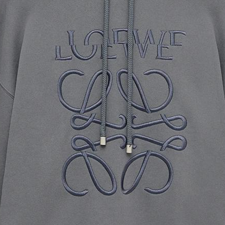 Cheap LOEWE SS24  Slate Gray Oversized Hoodie with Letter Embroidery. H526Y25X39-1300