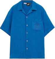 LOEWE SS24 Solid Color Logo Embroidered Loose Fit T-Shirt in Sea Blue. H616Y05X57-5672 LOEWE SS24 Solid Color Logo Embroidered Loose Fit T-Shirt in Sea Blue. H616Y05X57-5672