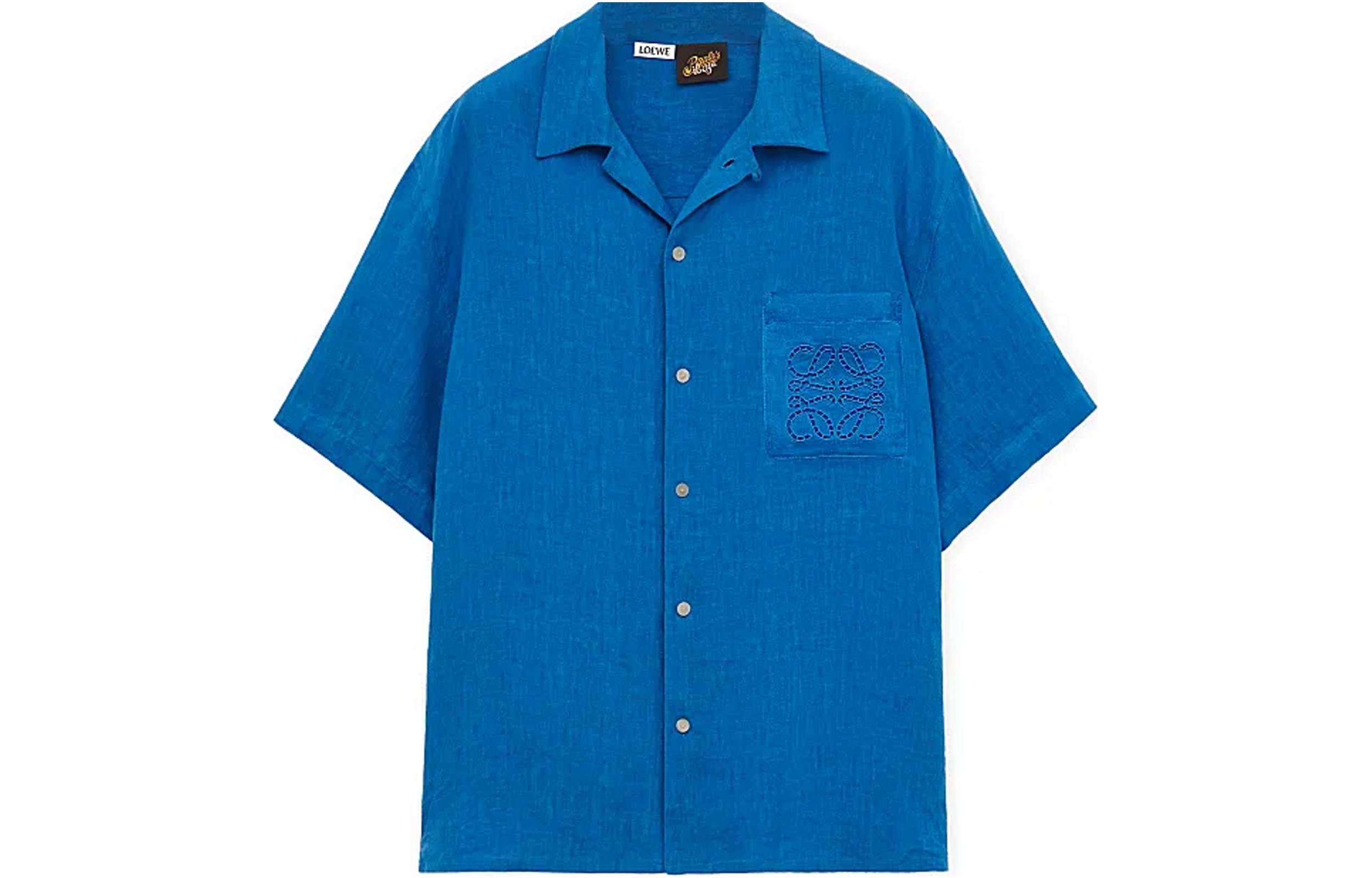 Order LOEWE SS24 Baju-T Longgar Logo Sulaman Warna Solid Biru Laut. H616Y05X57-5672