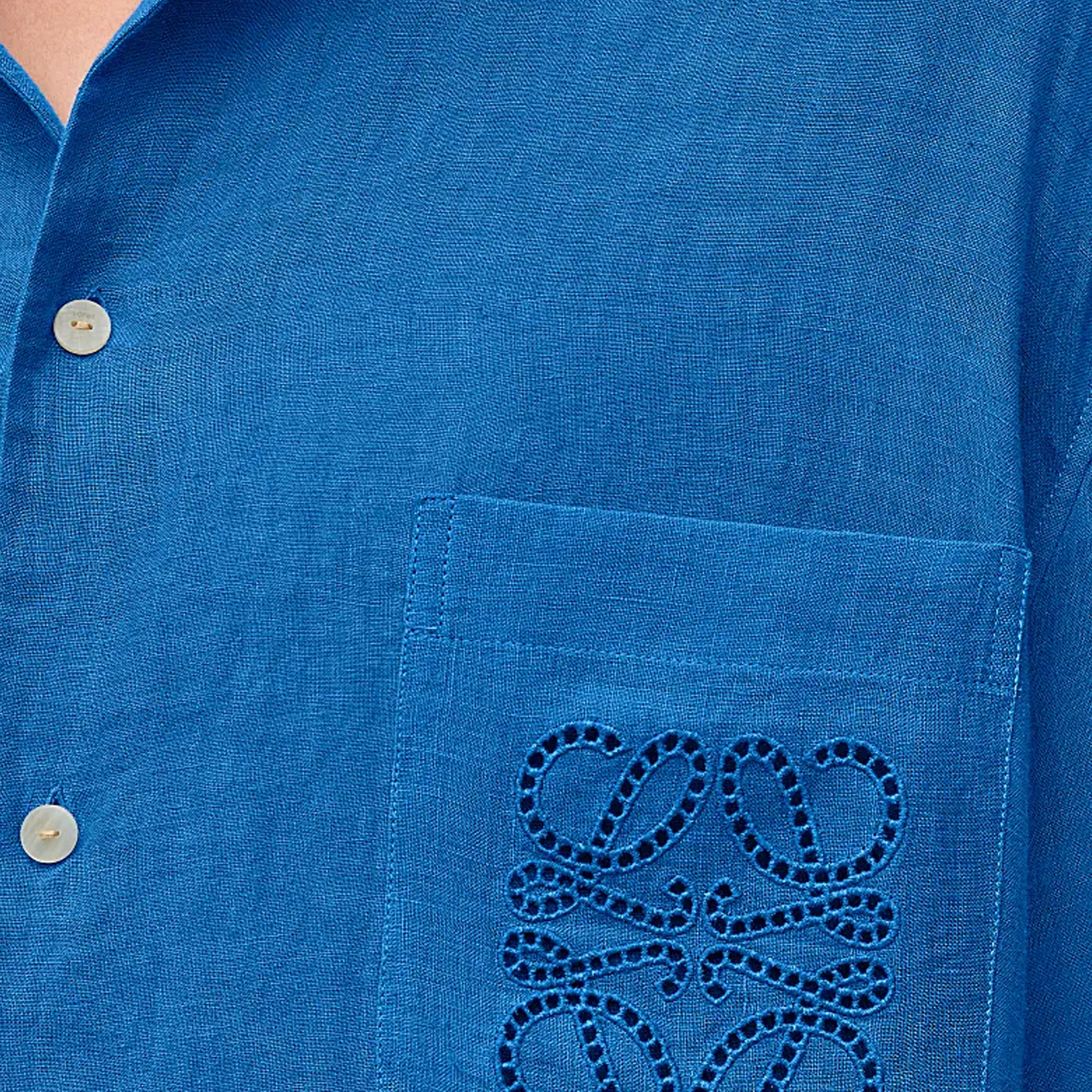 Details for LOEWE SS24 Baju-T Longgar Logo Sulaman Warna Solid Biru Laut. H616Y05X57-5672