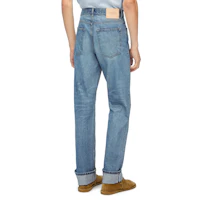 Shop LOEWE SS24 Jeans Rectos Tiro Medio Lavados en Azul Vintage. H526Y11X79-5570